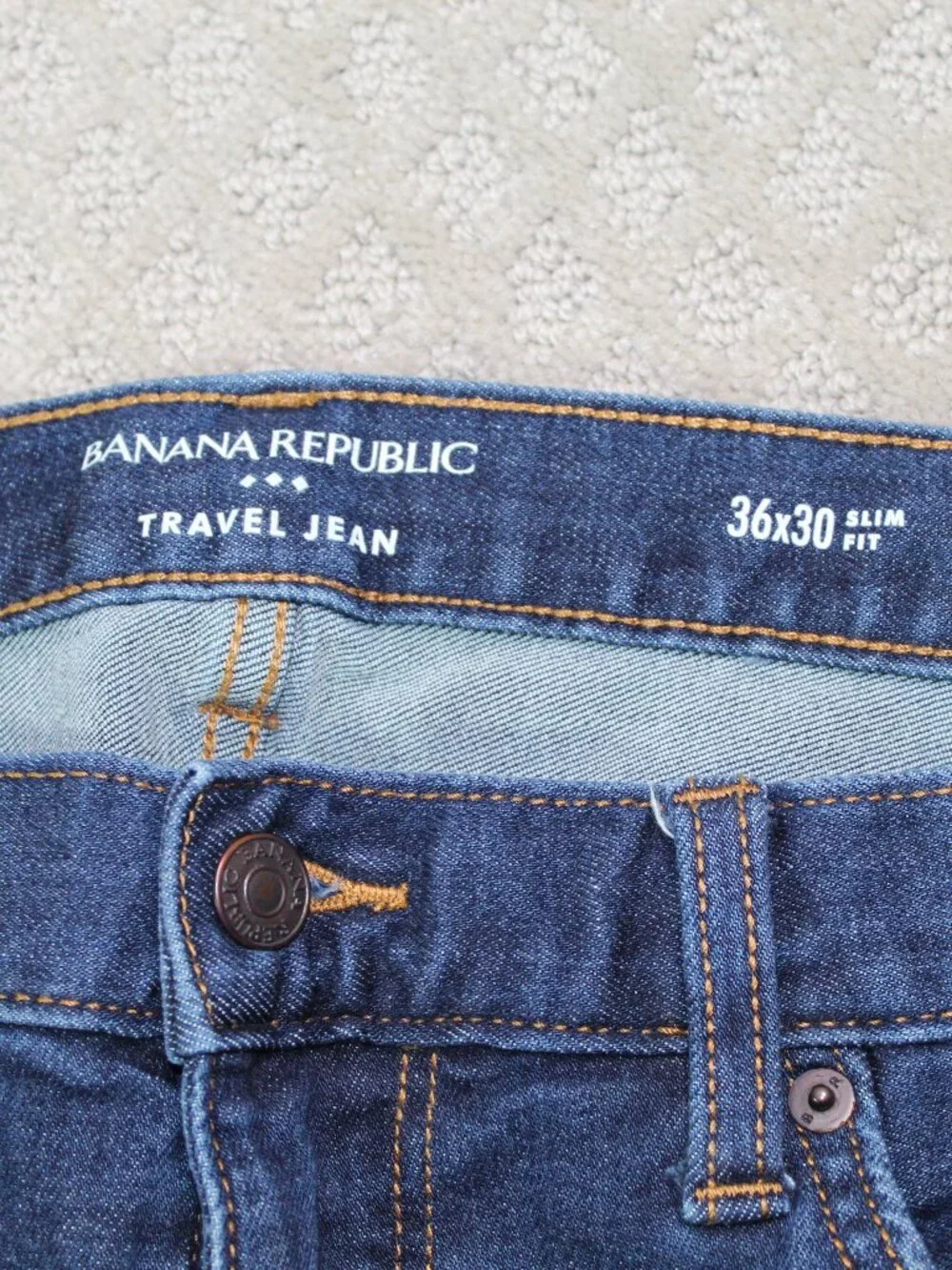 Banana Republic Traveler Jean 36x30* Slim Fit Mens Denim Pant Blue Dark Wash